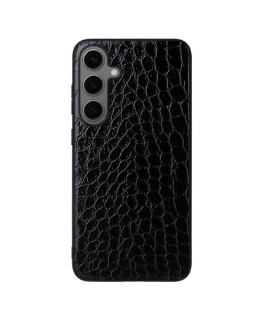 Coque Samsung Galaxy S25 effet crocodile - Noir