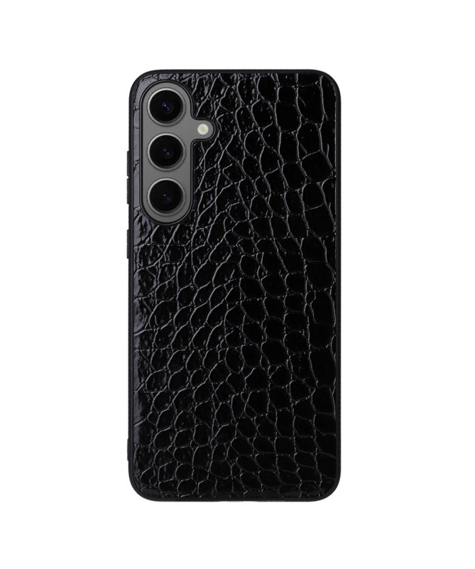 Coque Samsung Galaxy S25 effet crocodile - Noir