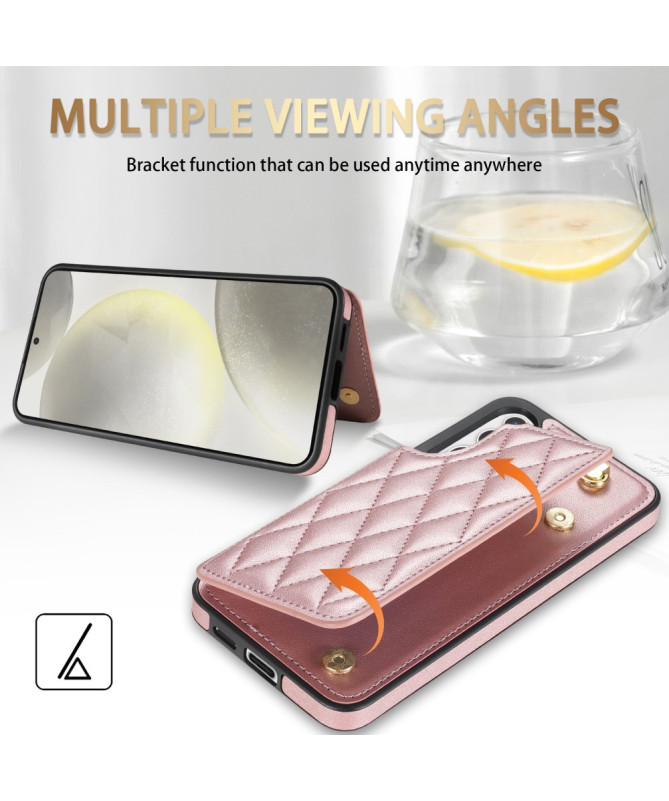 Coque Samsung Galaxy S25 Matelassée avec Mini Lanière