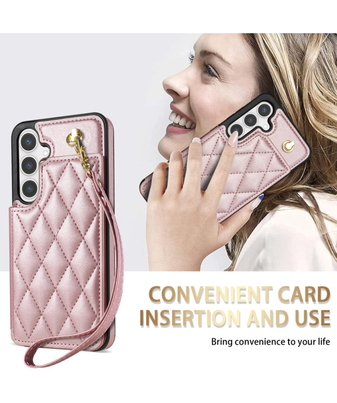 Coque Samsung Galaxy S25 Matelassée avec Mini Lanière