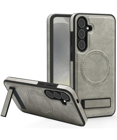 Coque Samsung Galaxy S25 MagStand Cuir Gris - photo 27