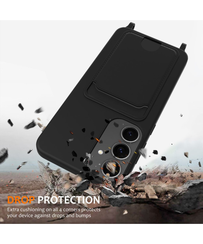 Siliclassic - Coque Samsung Galaxy S25 à Cordon et Porte-carte