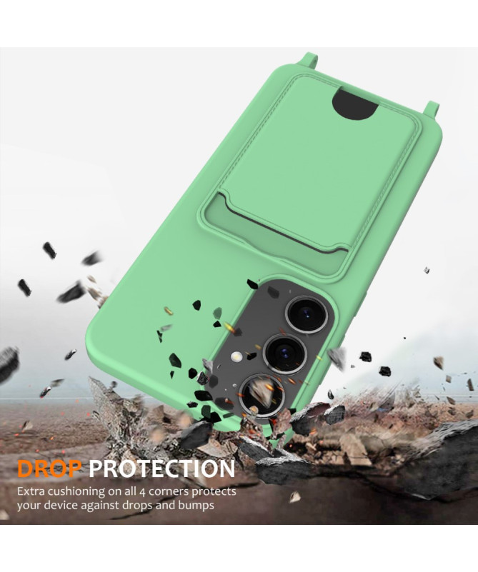 Siliclassic - Coque Samsung Galaxy S25 à Cordon et Porte-carte