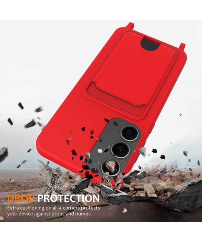 Siliclassic - Coque Samsung Galaxy S25 à Cordon et Porte-carte