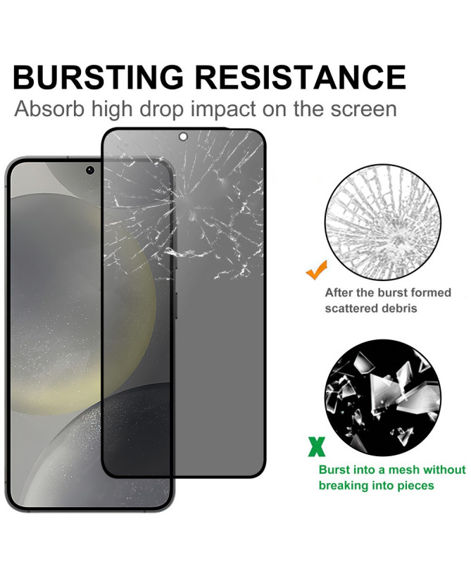 Protection d'écran Samsung Galaxy S25 verre trempé et filtre de confidentialité