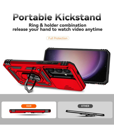 Coque Samsung Galaxy S25 Hybride Fonction Support et Cache Objectif Rouge - photo 8