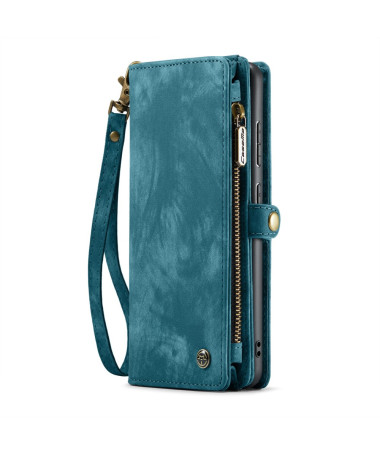 Housse Samsung Galaxy S25 008 Series - Porte-cartes avec poche zippée Bleu Paon - photo 2