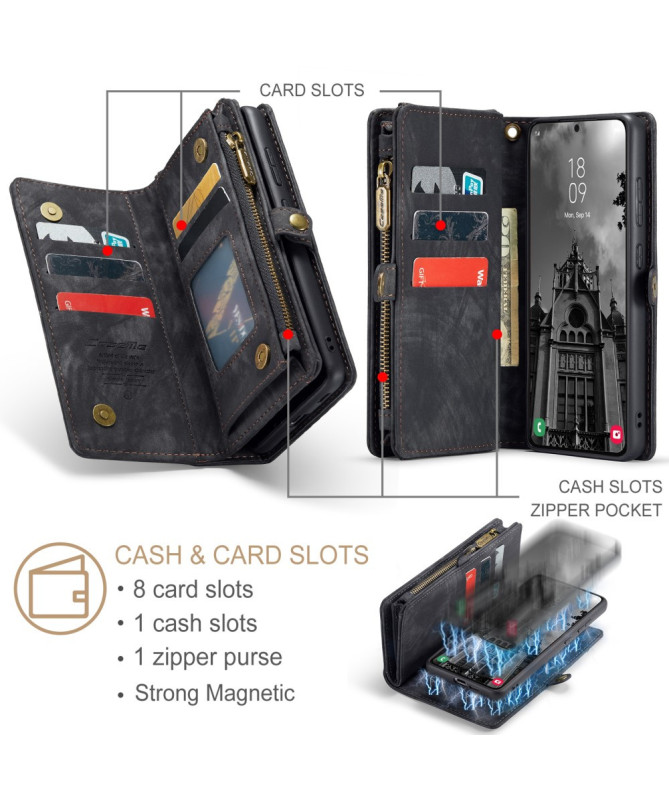 Housse Samsung Galaxy S25 008 Series - Porte-cartes avec poche zippée