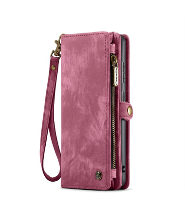 Housse Samsung Galaxy S25 008 Series - Porte-cartes avec poche zippée Rouge foncé - photo 26