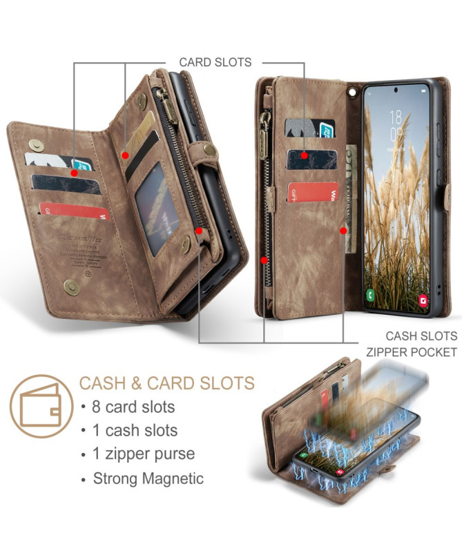 Housse Samsung Galaxy S25 008 Series - Porte-cartes avec poche zippée