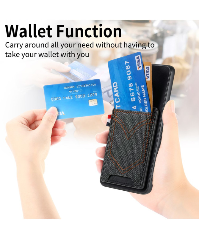 Coque Xiaomi Redmi Note 14 Pro Plus Texturée Denim Porte-cartes