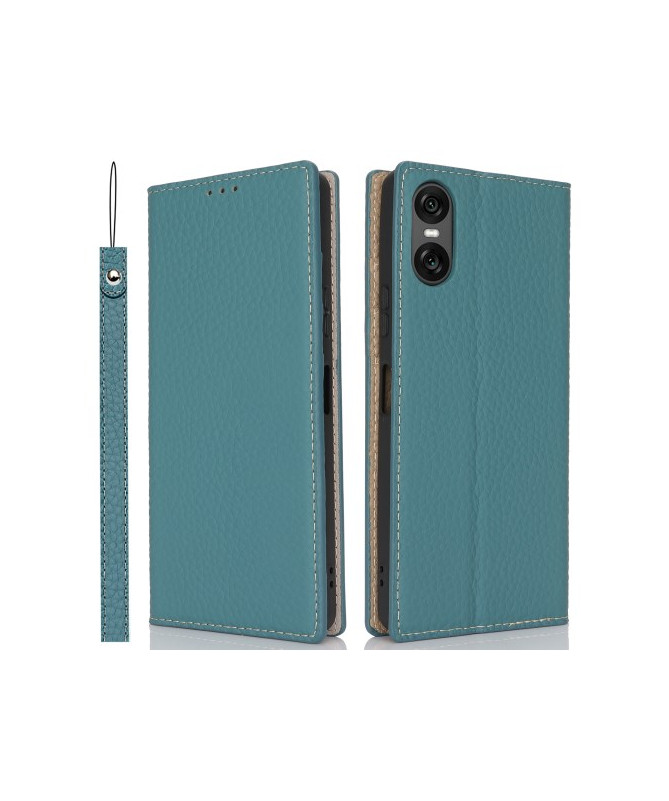 Housse Sony Xperia 10 VI en Cuir Véritable avec Porte-Cartes