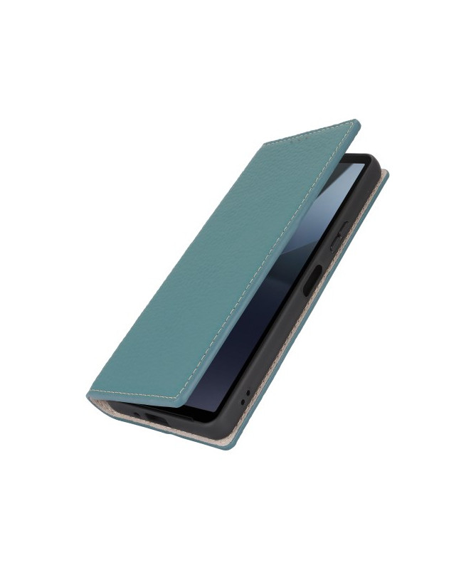 Housse Sony Xperia 10 VI en Cuir Véritable avec Porte-Cartes