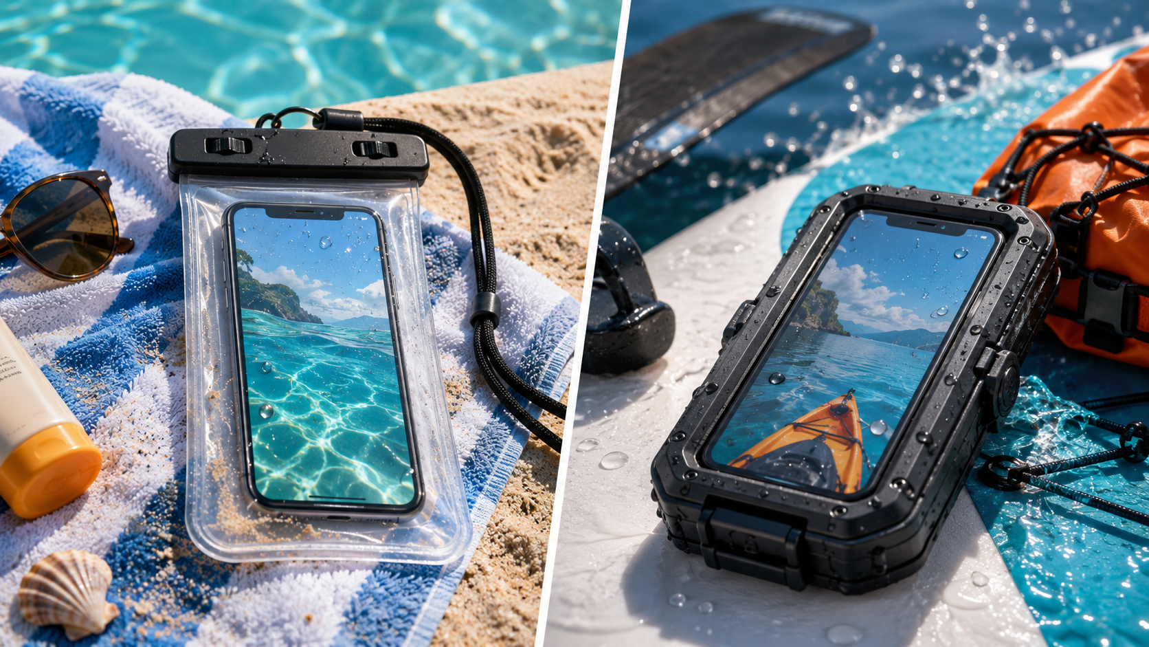Coque étanche ou pochette étanche : que choisir pour la piscine et la plage ?