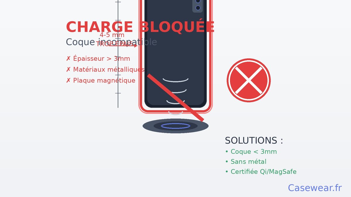 Coque incompatible avec mon chargeur sans fil : Que faire ?